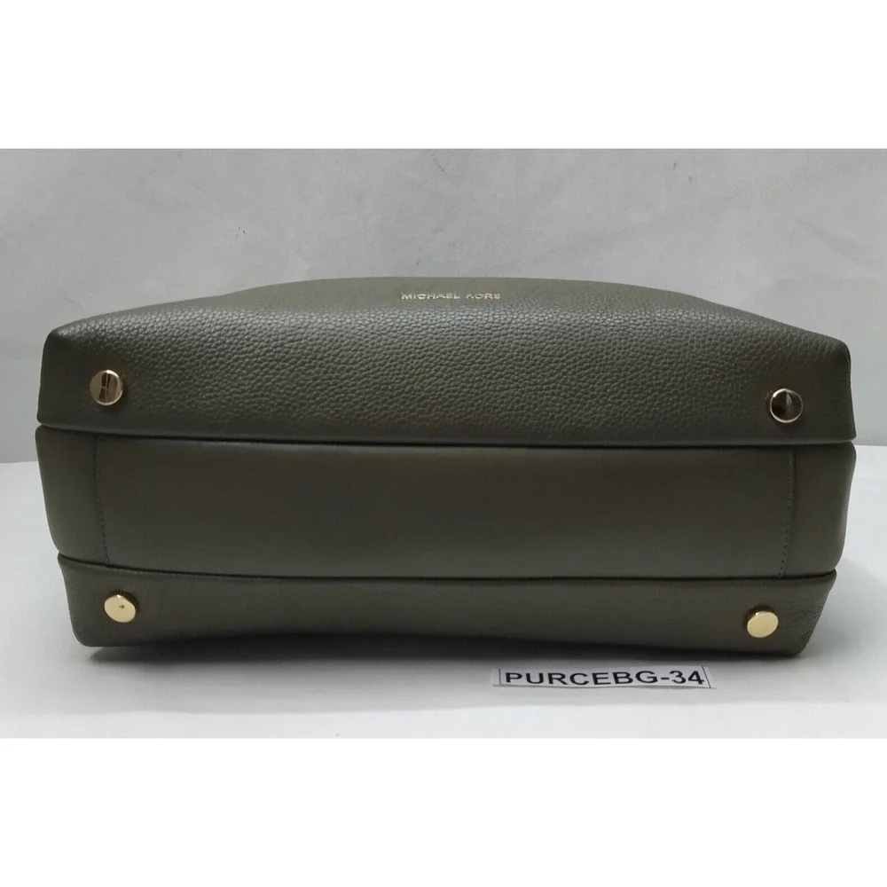Michael Kors Rollins Olive Green Pebbled Leather Double Handles Satchel Bag